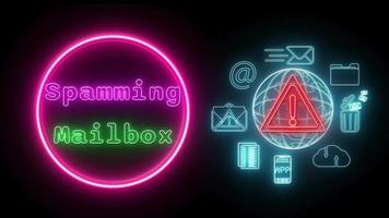 Spamming mailbox Neon green-pink Fluorescent Text Animation pink frame on black background video