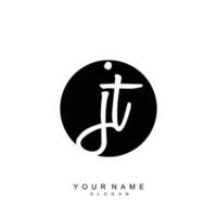 Initial JT Monogram with Grunge Template Design vector