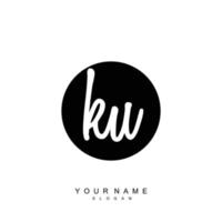 Initial KU Monogram with Grunge Template Design vector