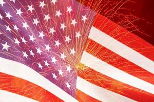 fireworks against United States of America flag photo