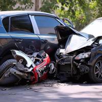 Car accident ensuring safety for yourself and other road users photo