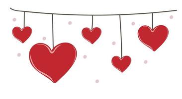 Hand drawn garland with hearts vector