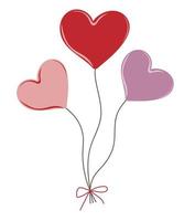 Hand drawn heart shaped balloons vector