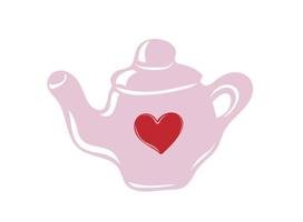 Hand drawn teapot with heart vector