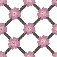 Seamless pattern of flowers  and lines on white background vector