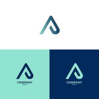 un sencillo y elegante letra un logo, en un hermosa ligero azul y oscuro azul degradado color. adecuado para fortalecimiento tu negocio identidad vector