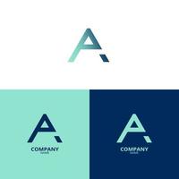 un sencillo y elegante letra un logo, en un hermosa ligero azul y oscuro azul degradado color. adecuado para fortalecimiento tu negocio identidad vector