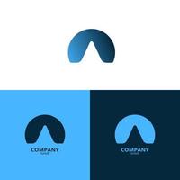 un sencillo y elegante letra un logo, en un hermosa ligero azul y oscuro azul degradado color. adecuado para fortalecimiento tu negocio identidad vector