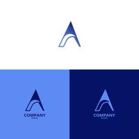 un sencillo y elegante letra un logo, con hermosa ligero azul y azulado púrpura degradado colores. adecuado para fortalecimiento tu negocio identidad vector