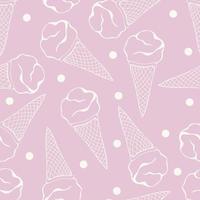 Seamless pattern with ice cream in a waffle cone and polka dot vector