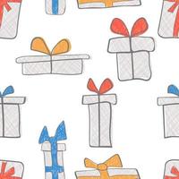 Seamless pattern with hand drawn gift boxes vector