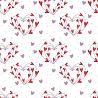 Seamless pattern of hearts and polka dot on white background vector