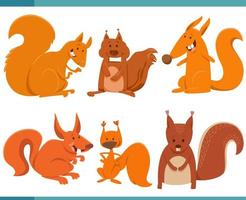 funny cartoon squirrels animal characters set vector