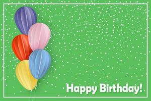 Happy Birthday. Paper cut style greeting card. vector