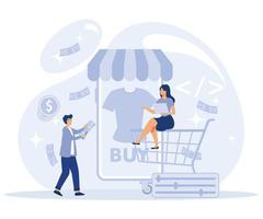 Remote developers concept.  E-commerce development, cross-platform. flat vector modern illustration