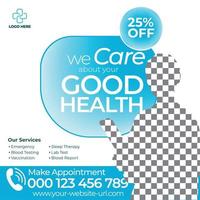 Health care social media post template, simple medical news feed post design vector