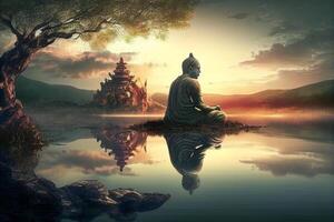 Illustrative Depiction of Peaceful Meditation - . photo