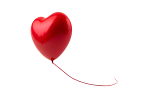 Single Red Heart Shaped Balloon Floating - Transparent PNG .