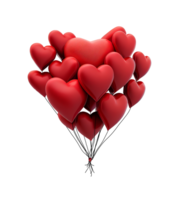 Several Red Heart Shaped Balloons Floating - Transparent PNG .