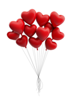 uno docena rojo corazón conformado globos flotante - transparente png generativo ai.