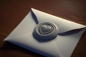 Heart Shaped Wax Seal On Envelope - . photo