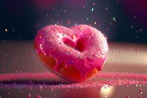 Heart Shaped Dripping Donut - . photo