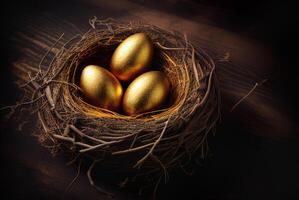 Nest Filled With Gold Eggs - . photo