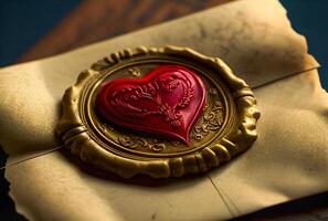 Heart Shaped Wax Seal On Envelope - . photo