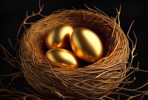 Nest Filled With Gold Eggs - . photo