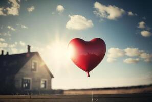 A Heart Balloon on a String - . photo