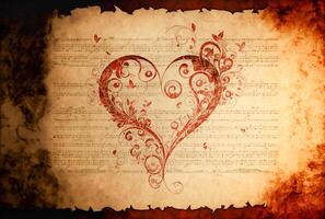 Heart and Music Parchment Paper - . photo