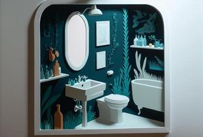 Cut Paper Craft Bathroom Interiors - . photo
