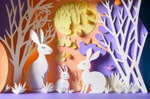 Cut Paper Craft Easter Rabbit Backgrounds - . photo