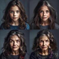 Age Progression of a Pretty Young Girl Through Her Older Years of Life - . photo