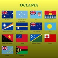 conjunto de todas banderas de Oceanía vector