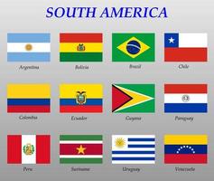 conjunto de todas banderas de sur America vector