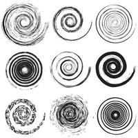 Set of spiral and swirl handdrawn motion elements vector