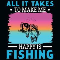 Fishing typography graphic vintages tshirt design vector