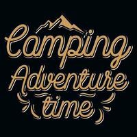 Camping adventure time typographic tshirt design vector