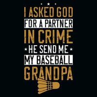 Baseball playing grandpas tshirt design vector