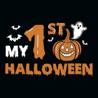 Happy Halloween 31 October witches boo typographic tshirt design vector