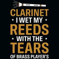 Clarinets typographic tshirt design vector