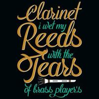 Clarinets typographic tshirt design vector