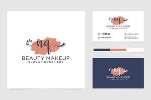 Initial NQ Feminine logo collections and business card template Premium Vector