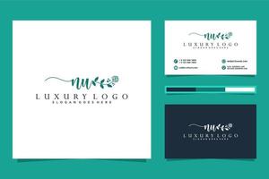 Initial NU Feminine logo collections and business card template Premium Vector