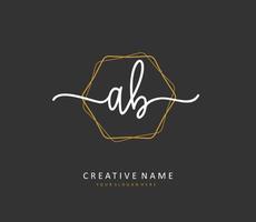 AB Initial letter handwriting and  signature logo. A concept handwriting initial logo with template element. vector