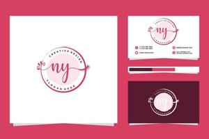 Initial NY Feminine logo collections and business card template Premium Vector