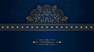 luxury mandala background, blue and gold, design vector