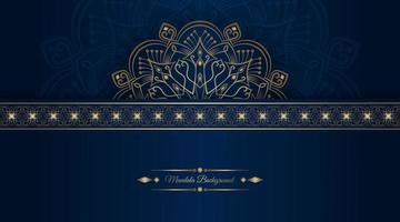 luxury mandala background, blue and gold, design vector