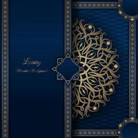 luxury mandala background, blue and gold, design vector